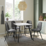 Wooden Dining Table & 4 Faux PU Leather Chairs Set