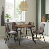 5-Piece Dining Set - 80cm Square Table and 4 Faux Leather Chairs with Metal Legs
