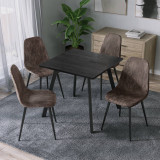 Wooden Dining Table & 4 Faux PU Leather Chairs Set