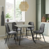 Wooden Dining Table & 4 Faux PU Leather Chairs Set