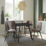 Wooden Dining Table & 4 Faux PU Leather Chairs Set