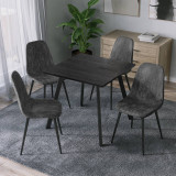 Wooden Dining Table & 4 Faux PU Leather Chairs Set