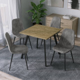 5-Piece Dining Set - 80cm Square Table and 4 Faux Leather Chairs with Metal Legs