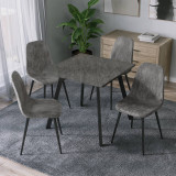 Wooden Dining Table & 4 Faux PU Leather Chairs Set
