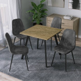Wooden Dining Table & 4 Faux PU Leather Chairs Set