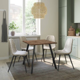 Wooden Dining Table & 4 Faux PU Leather Chairs Set
