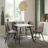 Wooden Dining Table & 4 Faux PU Leather Chairs Set