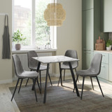 Wooden Dining Table & 4 Faux PU Leather Chairs Set