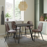 Wooden Dining Table & 4 Faux PU Leather Chairs Set