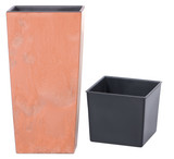 Urbi 22.5cm Concrete Effect Square Planter with Internal Insert