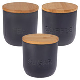 4Pcs Airtight Coffee Tea Sugar Biscuit Storage Container Set w/ Bamboo Lid