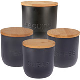 4Pcs Airtight Coffee Tea Sugar Biscuit Storage Container Set w/ Bamboo Lid