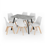 Modern Florence Dining Table and 6 Bergen Chairs Set