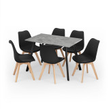 Modern Florence Dining Table and 6 Bergen Chairs Set