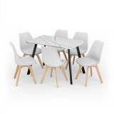 Modern Florence Dining Table and 6 Bergen Chairs Set