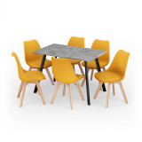 Modern Florence Dining Table and 6 Bergen Chairs Set