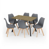 Modern Florence Dining Table and 6 Bergen Chairs Set