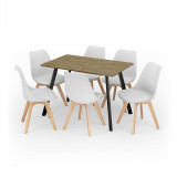 Modern Florence Dining Table and 6 Bergen Chairs Set