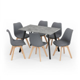 Modern Florence Dining Table and 6 Bergen Chairs Set