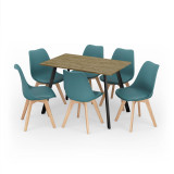 Modern Florence Dining Table and 6 Bergen Chairs Set