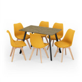 Modern Florence Dining Table and 6 Bergen Chairs Set