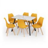 Modern Florence Dining Table and 6 Bergen Chairs Set