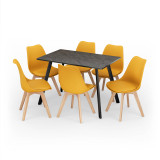 Modern Florence Dining Table and 6 Bergen Chairs Set