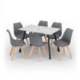 Modern Florence Dining Table and 6 Bergen Chairs Set