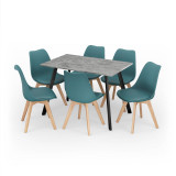 Modern Florence Dining Table and 6 Bergen Chairs Set
