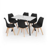 Modern Florence Dining Table and 6 Bergen Chairs Set
