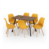 Modern Florence Dining Table and 6 Bergen Chairs Set