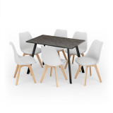 Modern Florence Dining Table and 6 Bergen Chairs Set