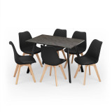 Modern Florence Dining Table and 6 Bergen Chairs Set