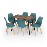 Modern Florence Dining Table and 6 Bergen Chairs Set