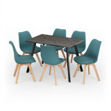 Modern Florence Dining Table and 6 Bergen Chairs Set