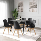 Modern Florence Dining Table and 6 Bergen Chairs Set