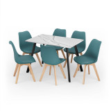 Modern Florence Dining Table and 6 Bergen Chairs Set