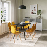 Modern Florence Dining Table and 6 Bergen Chairs Set
