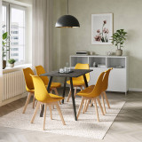Modern Florence Dining Table and 6 Bergen Chairs Set