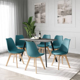 Modern Florence Dining Table and 6 Bergen Chairs Set