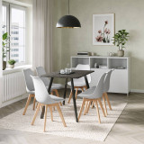 Modern Florence Dining Table and 6 Bergen Chairs Set