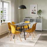 Modern Florence Dining Table and 6 Bergen Chairs Set