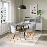 Modern Florence Dining Table and 6 Bergen Chairs Set