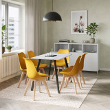 Modern Florence Dining Table and 6 Bergen Chairs Set