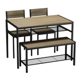 4 Pcs Dining Room Table with 2 Matching Chairs and Bench