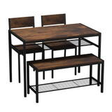 4 Pcs Dining Room Table with 2 Matching Chairs and Bench