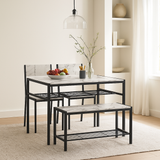 4 Pcs Dining Room Table with 2 Matching Chairs and Bench