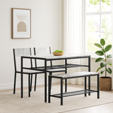 4 Pcs Dining Room Table with 2 Matching Chairs and Bench