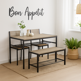 4 Pcs Dining Room Table with 2 Matching Chairs and Bench