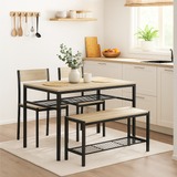 4 Pcs Dining Room Table with 2 Matching Chairs and Bench